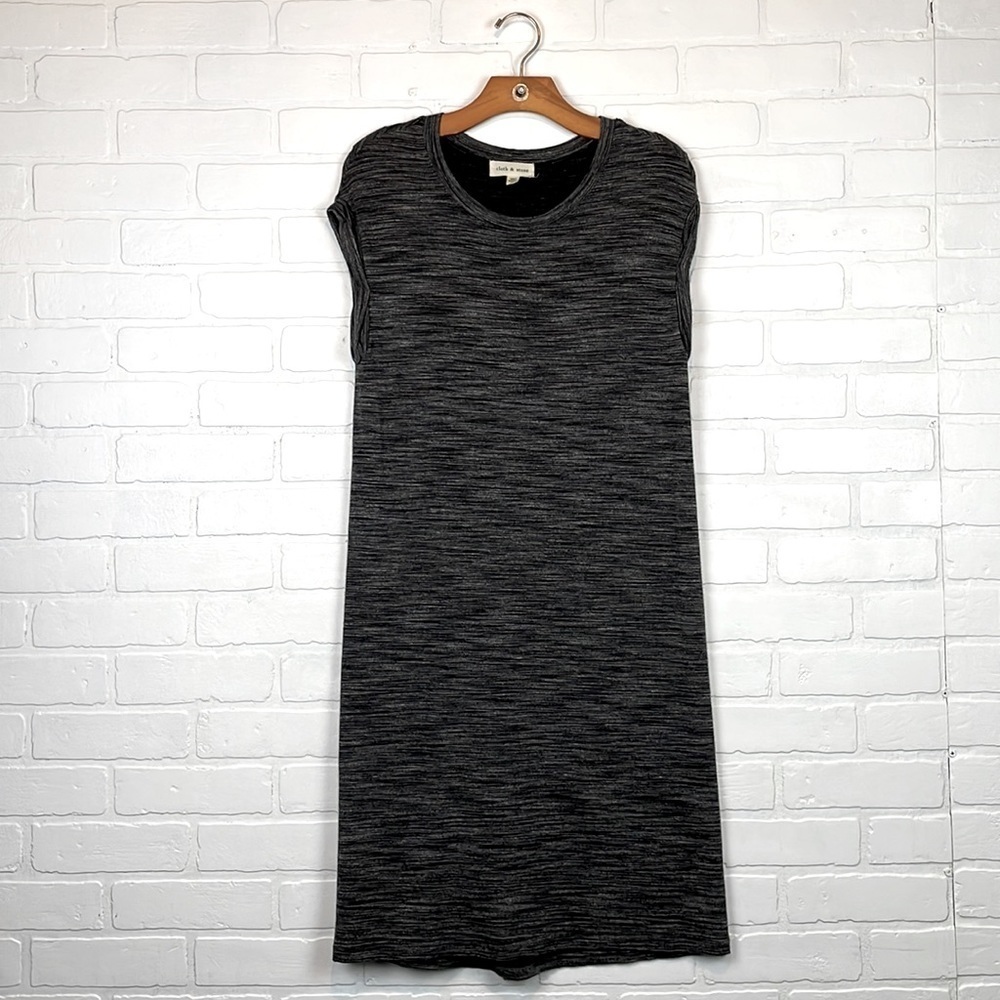 CLOTH & STONE Melange Gray Space Dye Jersey Knit Midi Length T Shirt Dress M